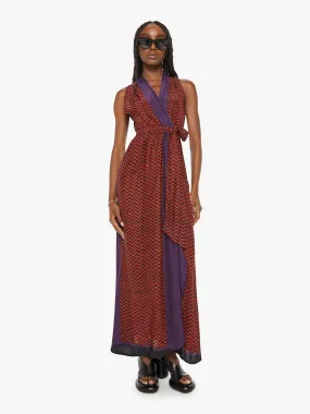 Natalie Martin Nico Sleeveless Maxi W/ Sash - Block Zig Zag Print Aubergine