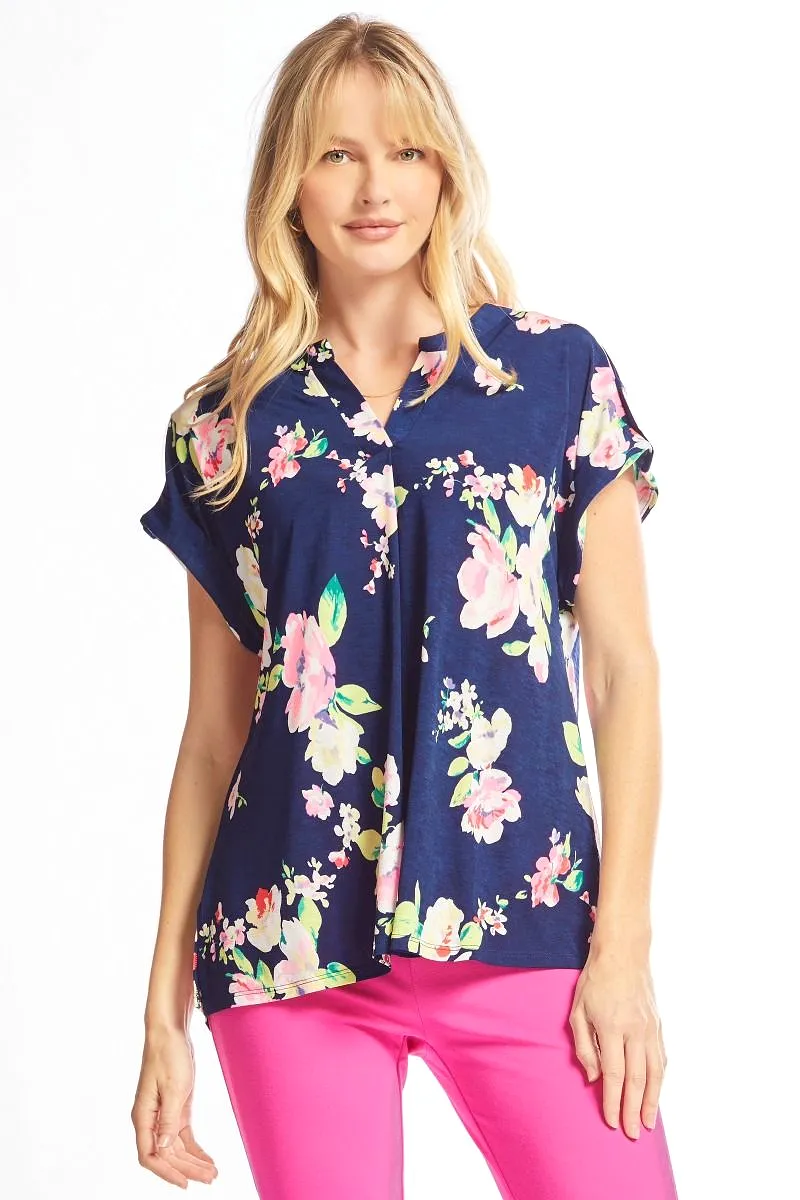 Navy Floral Lizzy Top