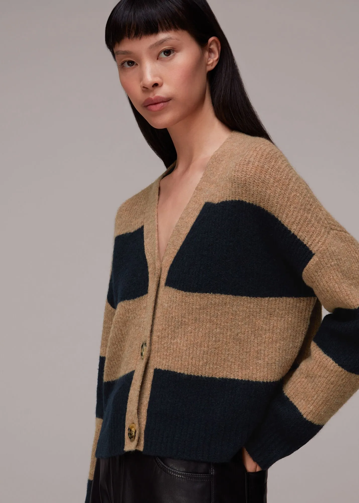 Navy Stripe Ribbed Cardigan