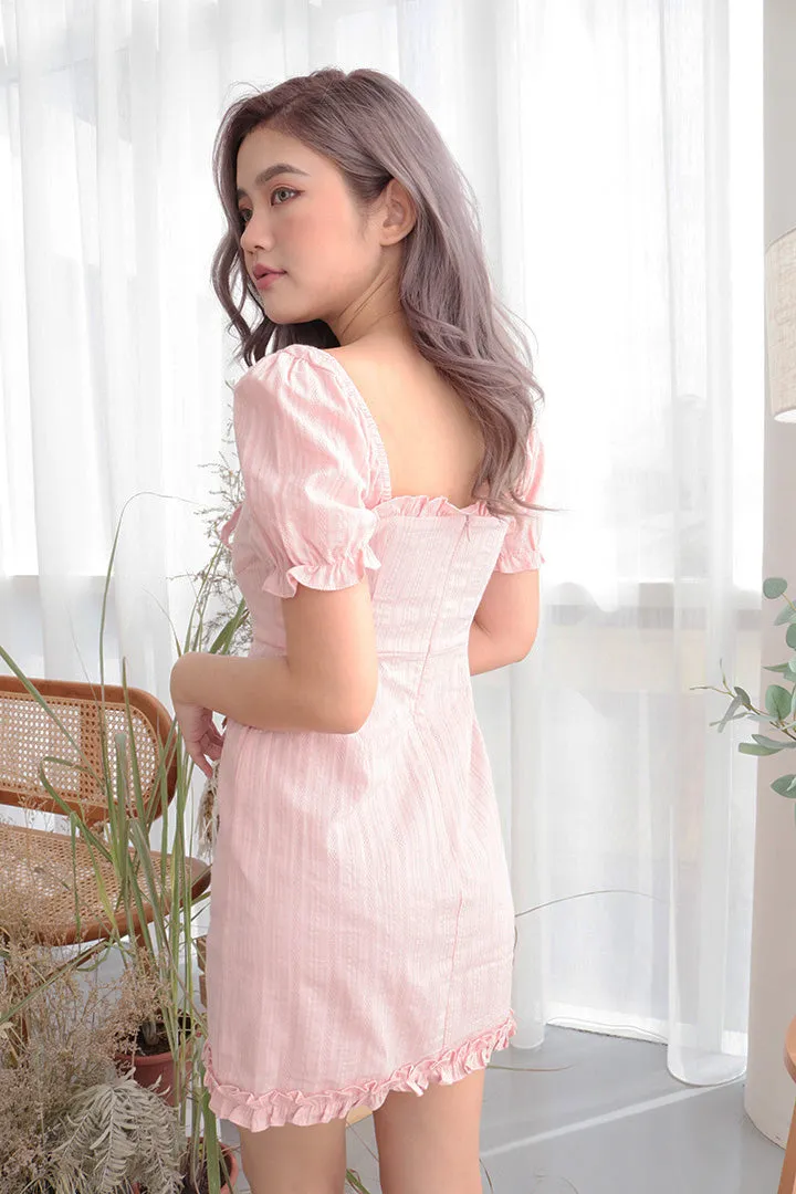 NIKI RUFFLE BOW DRESS (BLUSH)