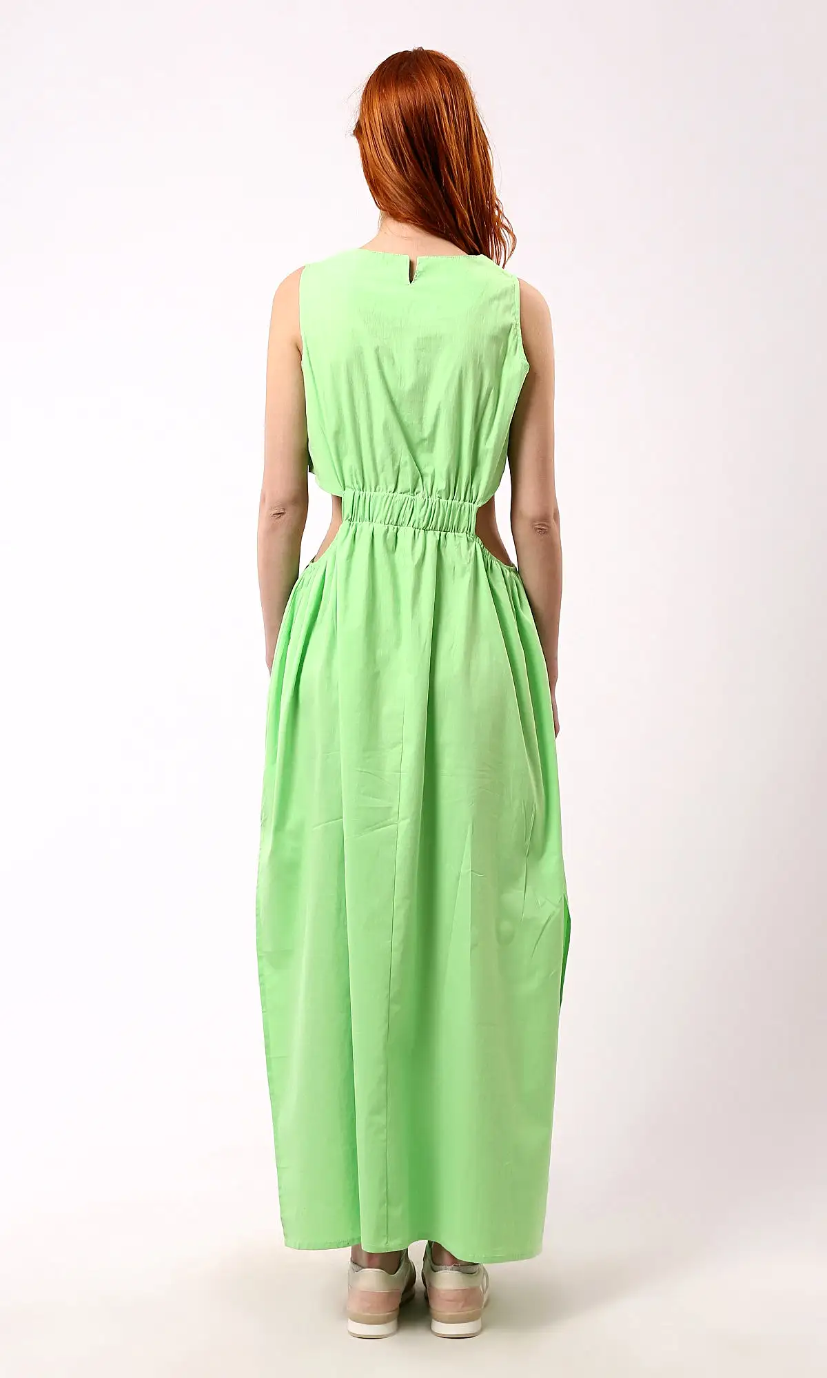 O178816 Sleeveless Light Green Solid Maxi Dress