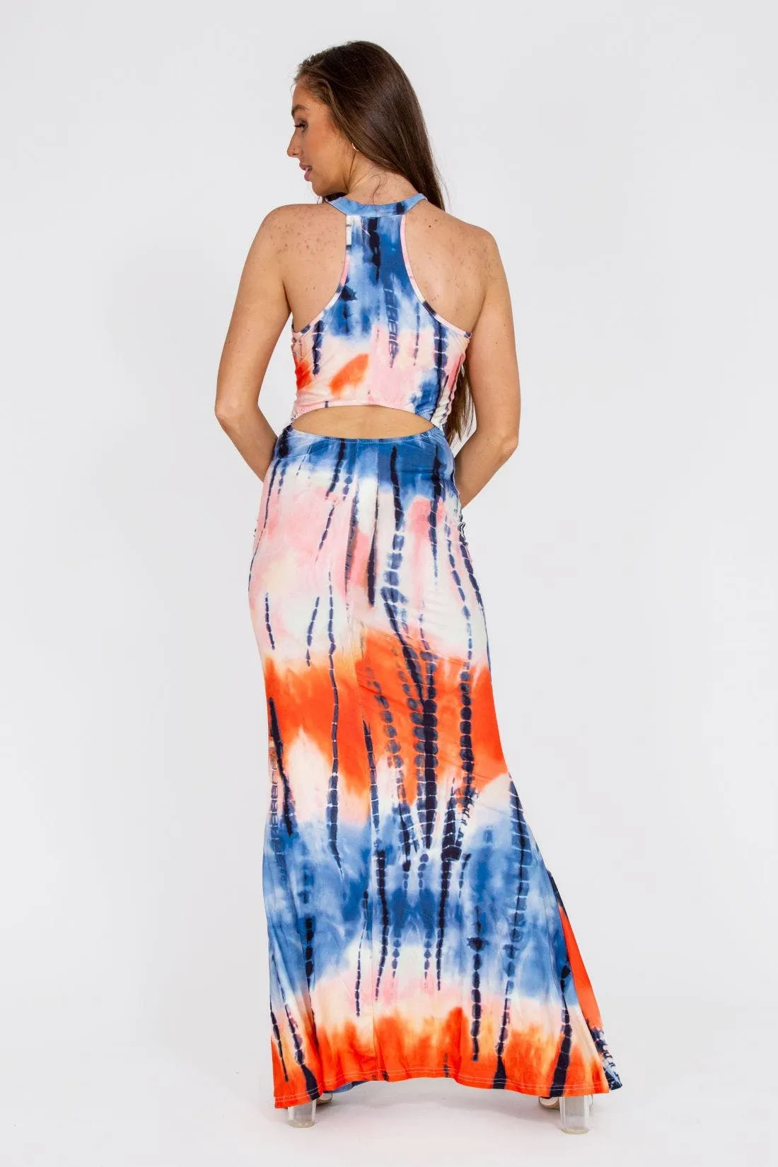 Ombre Acid Print Sleeveless Maxi Dress