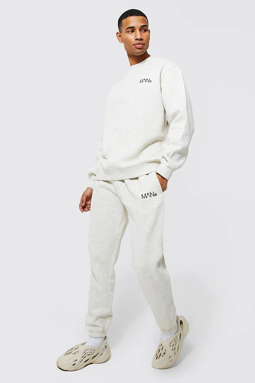 Oversized Ecru Marl Sweater Tracksuit