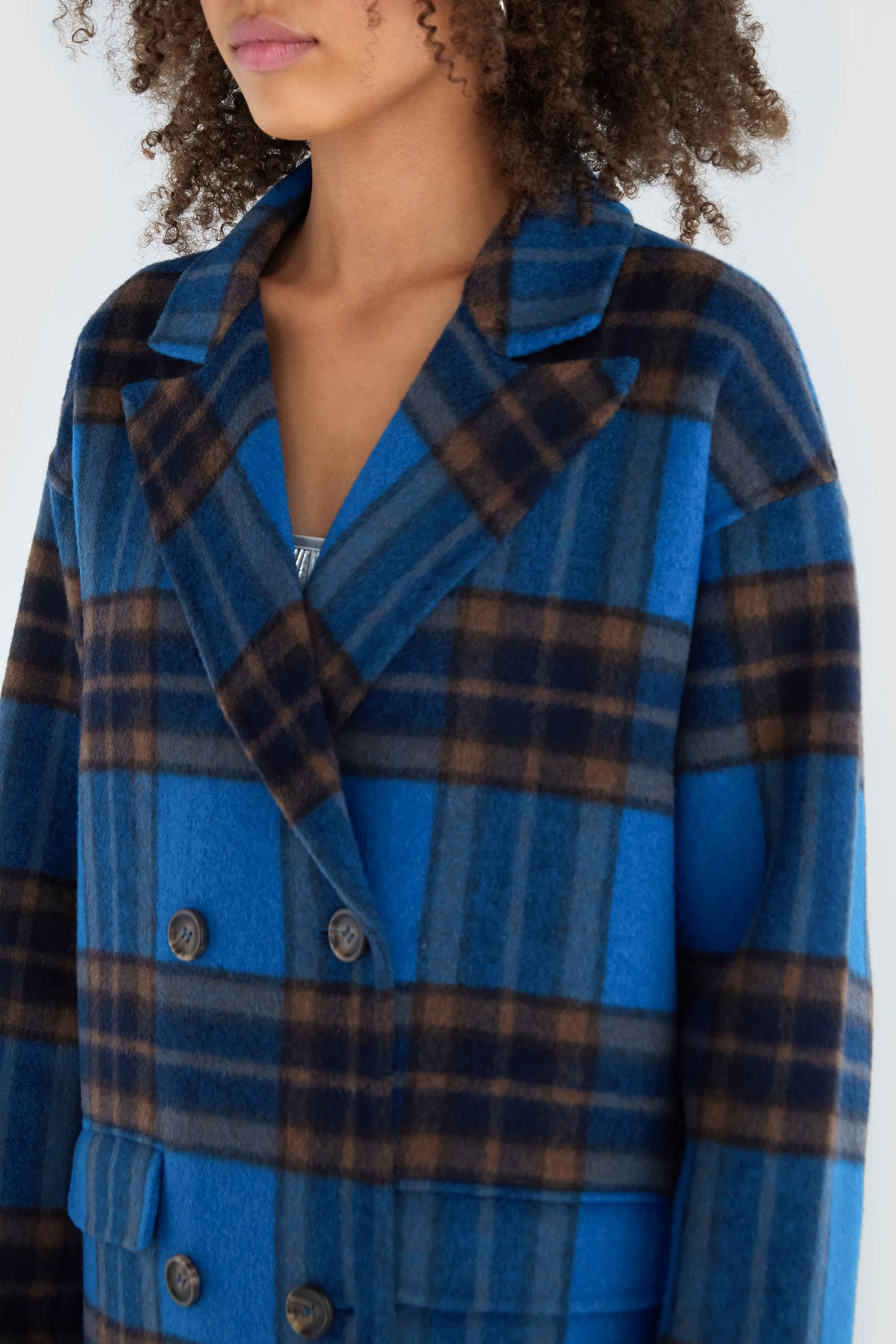 OVERSIZED PLAID WOOL BLEND COAT