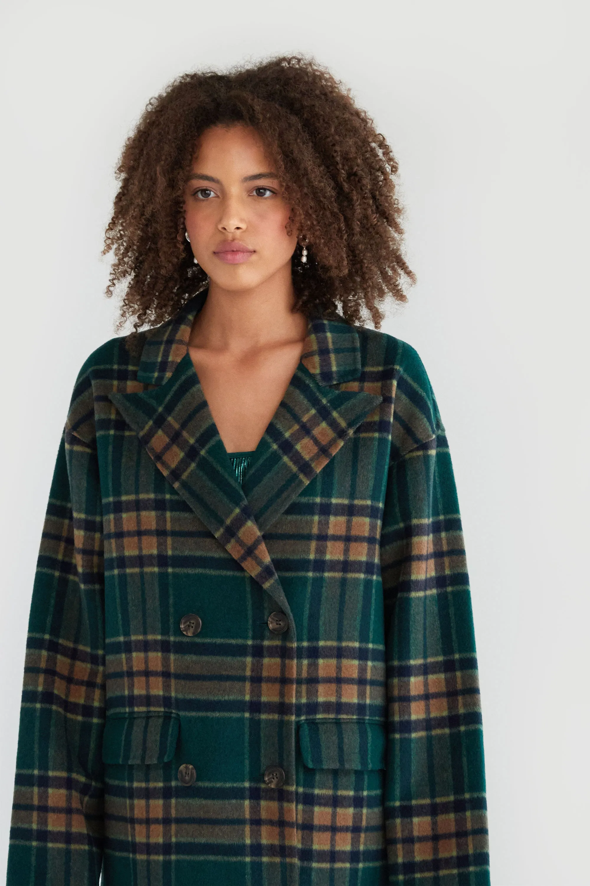 OVERSIZED PLAID WOOL BLEND COAT