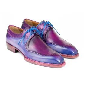 Paul Parkman 326G19 Men's Shoes Blue & Purple Calf-Skin Leather Hand-Welted Derby Oxfords (PM6428)