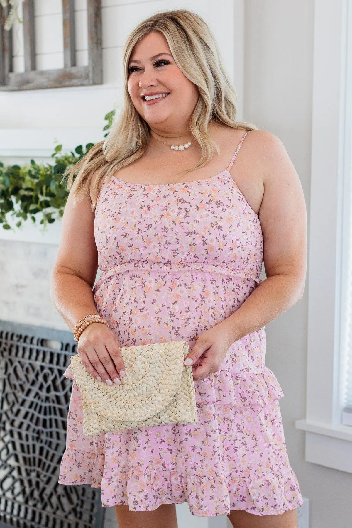 Perfect For Each Other Floral Dress- Blush