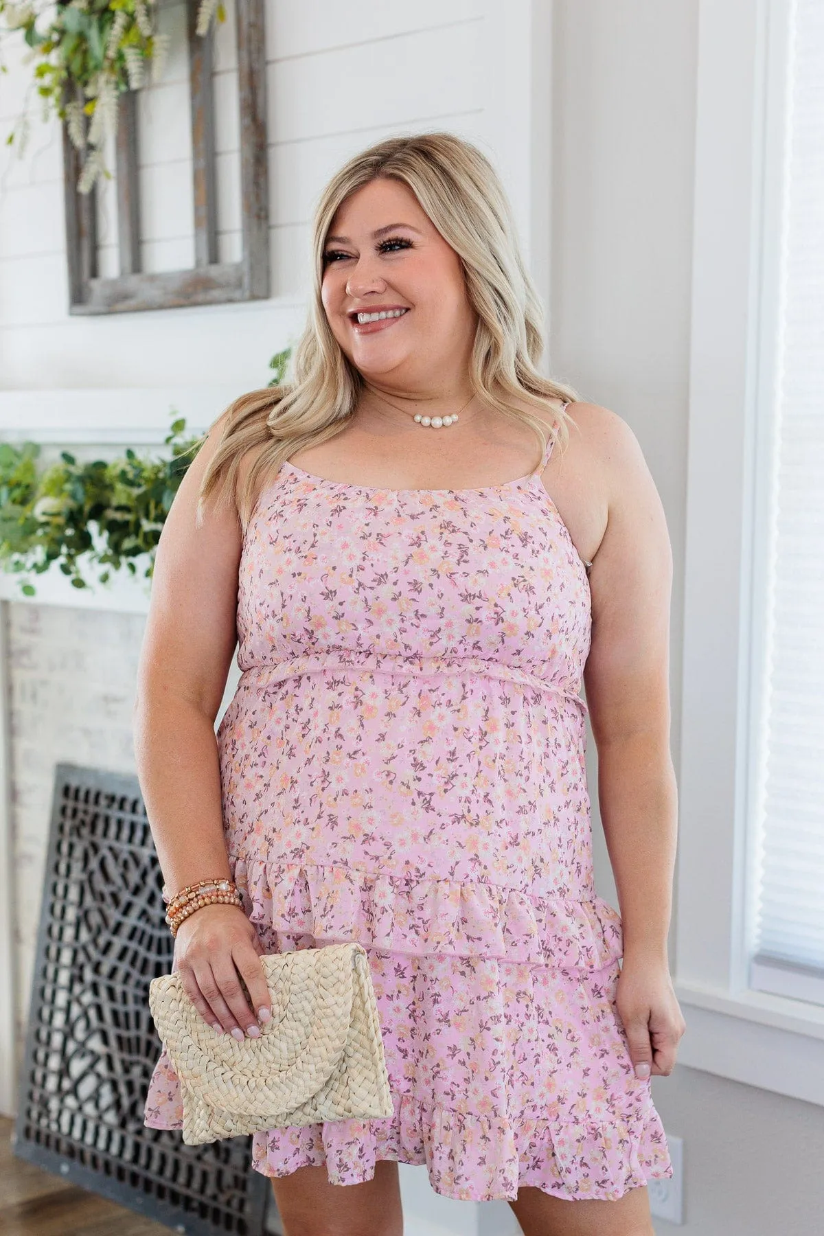 Perfect For Each Other Floral Dress- Blush