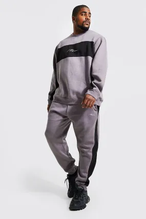 Plus Script Colour Block Sweater Tracksuit