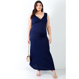 Plus V-neck Sleeveless Maxi Dress