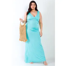 Plus V-neck Sleeveless Maxi Dress