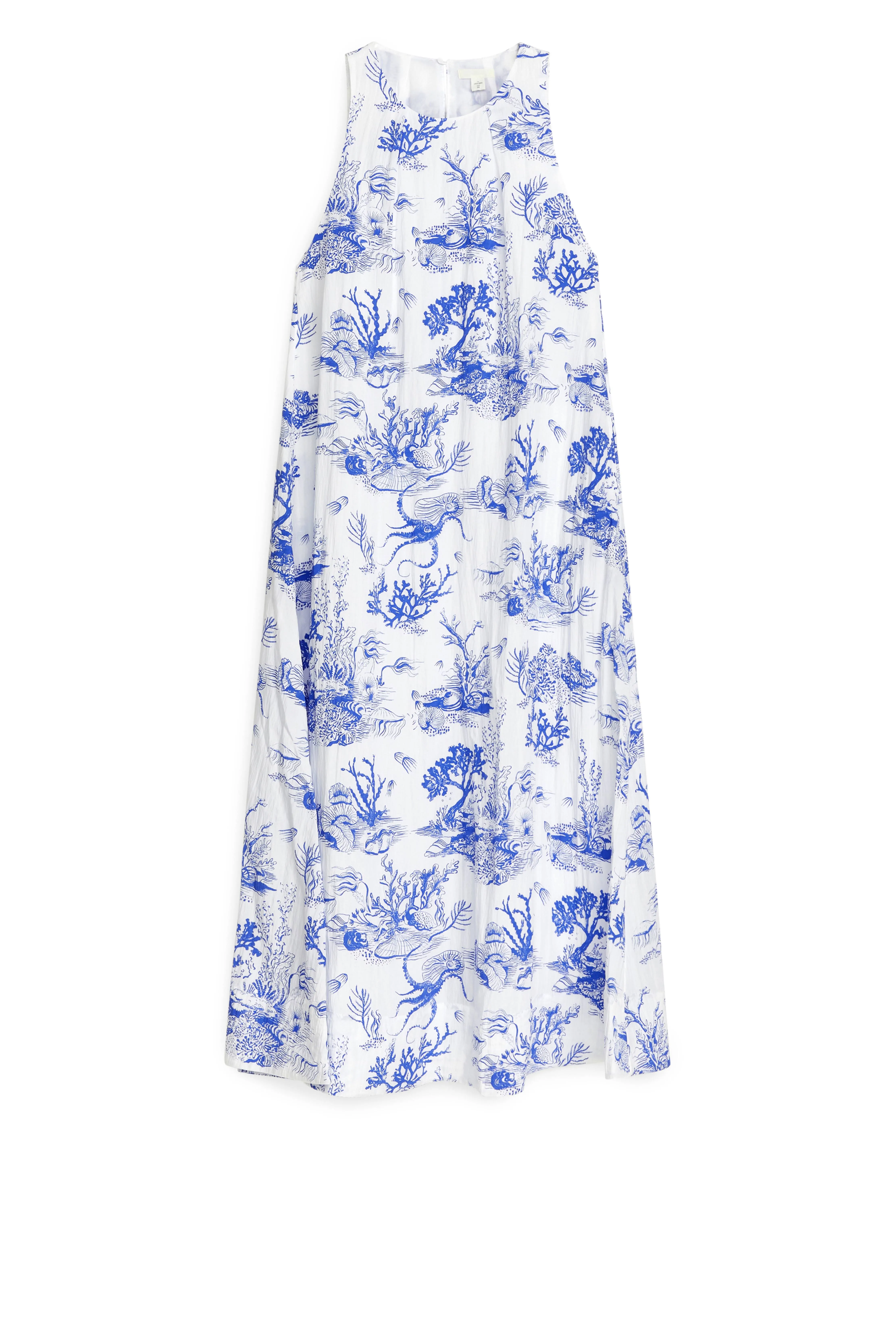 Printed Maxi Dress - Round neck - Sleeveless - White/Blue - Ladies | H&M GB