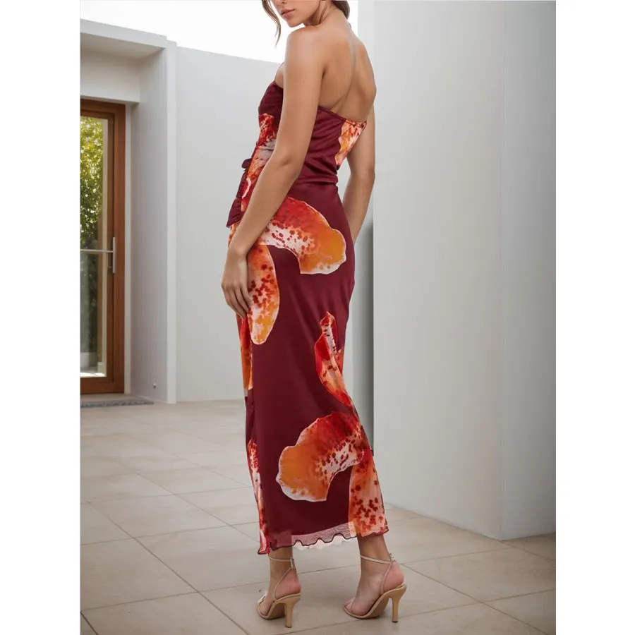 Printed Tube Sleeveless Maxi Dress