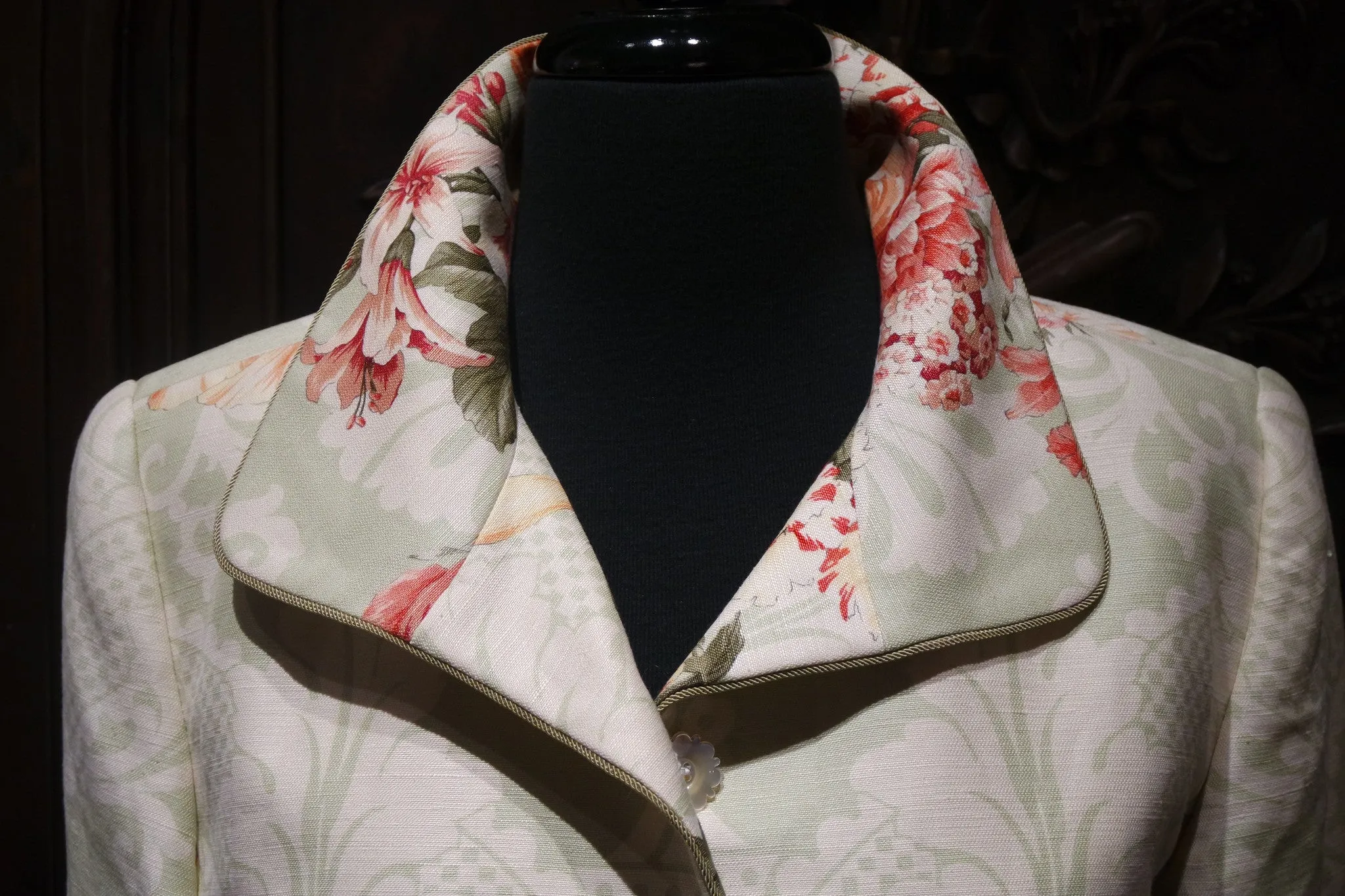 Quadrille Custom Silk Jacket with Dutch Tulip Design