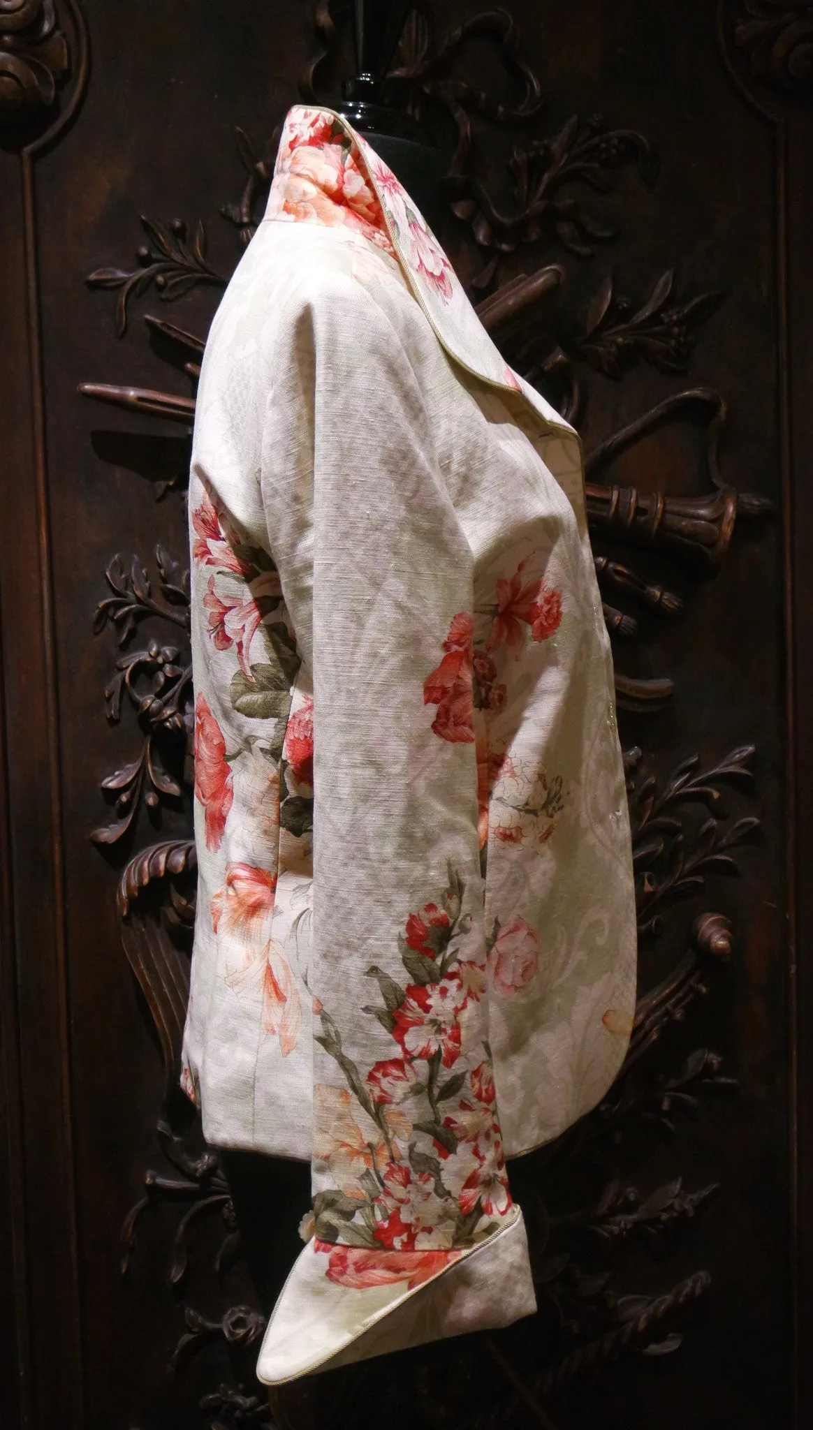 Quadrille Custom Silk Jacket with Dutch Tulip Design