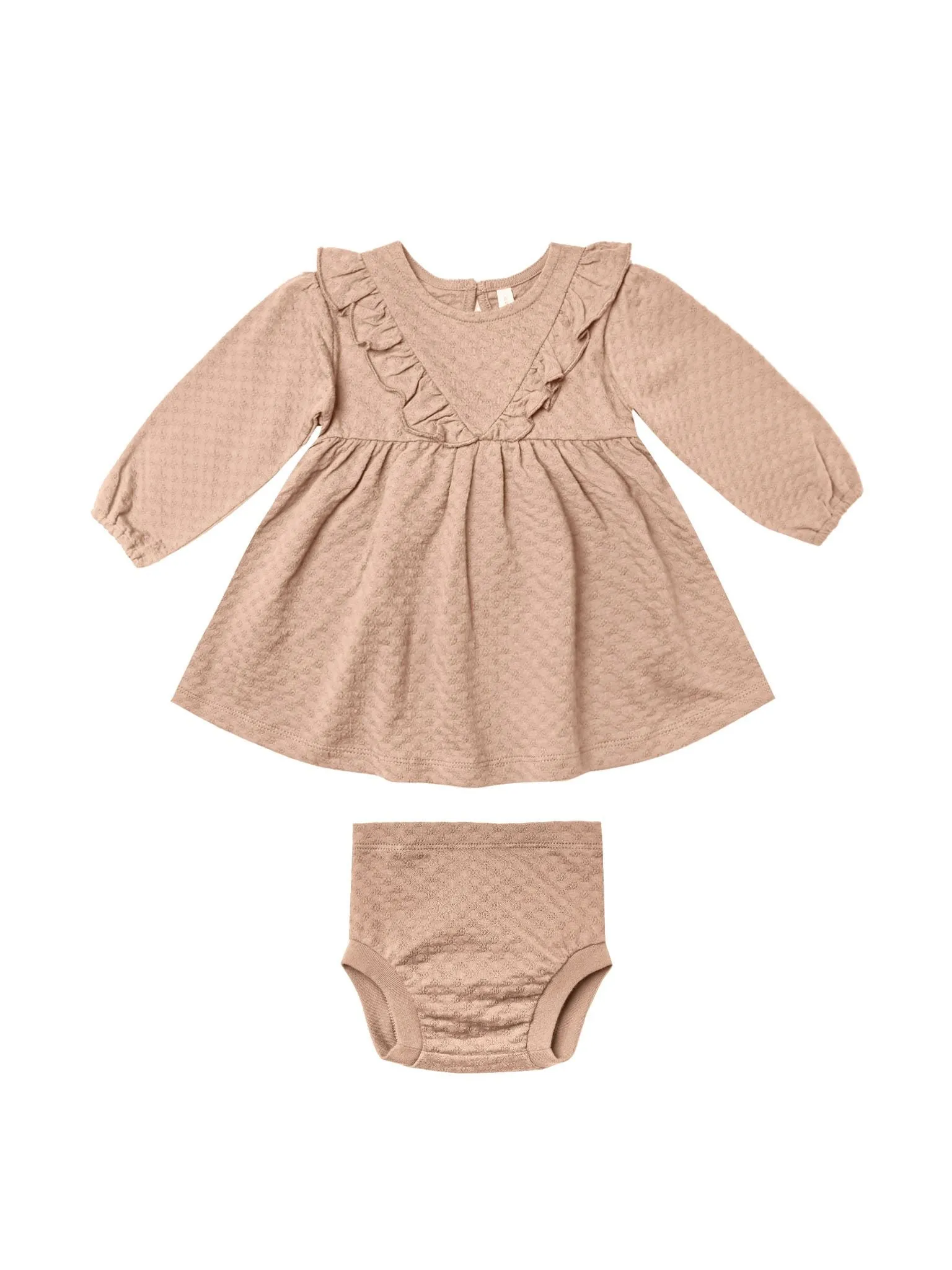 Quincy Mae Long Sleeve Ruffle V Dress | Blush