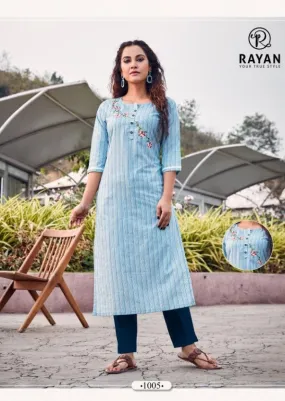 R Studio Presents Sun City Cotton Embroidery Work Casual Wear Kurtis