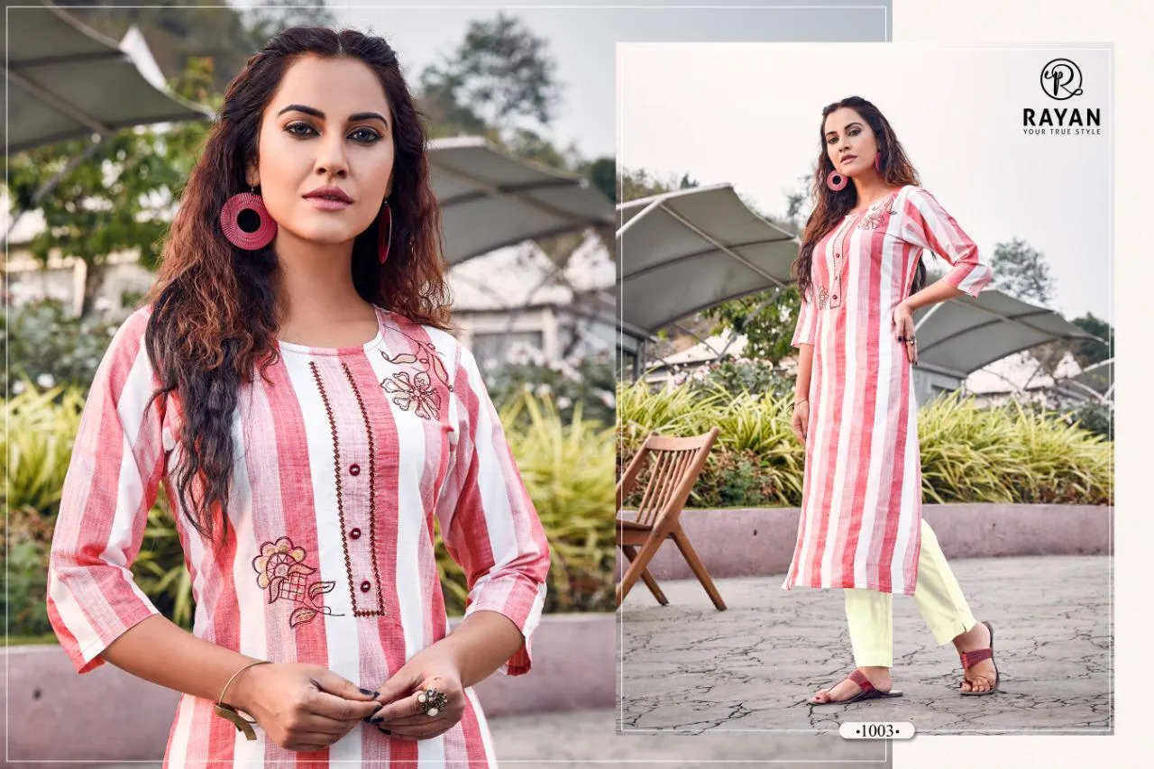 R Studio Presents Sun City Cotton Embroidery Work Casual Wear Kurtis