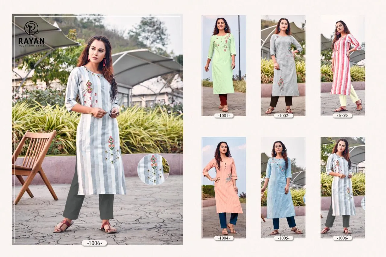 R Studio Presents Sun City Cotton Embroidery Work Casual Wear Kurtis