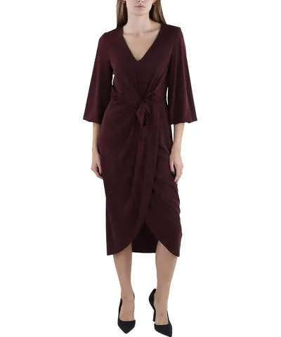 Ralph Lauren Womens Wrap Party Midi Dress