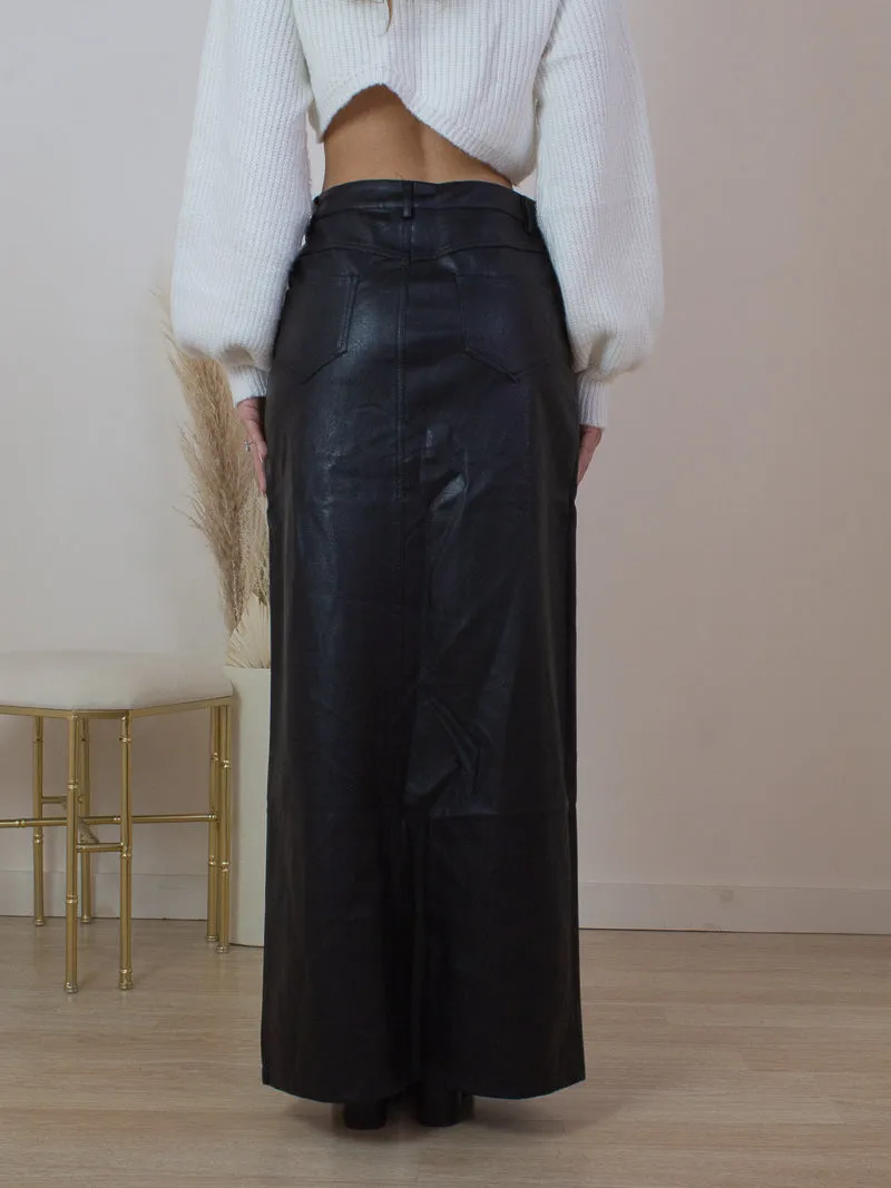 REBEL HIGH SLIT LEATHER MAXI