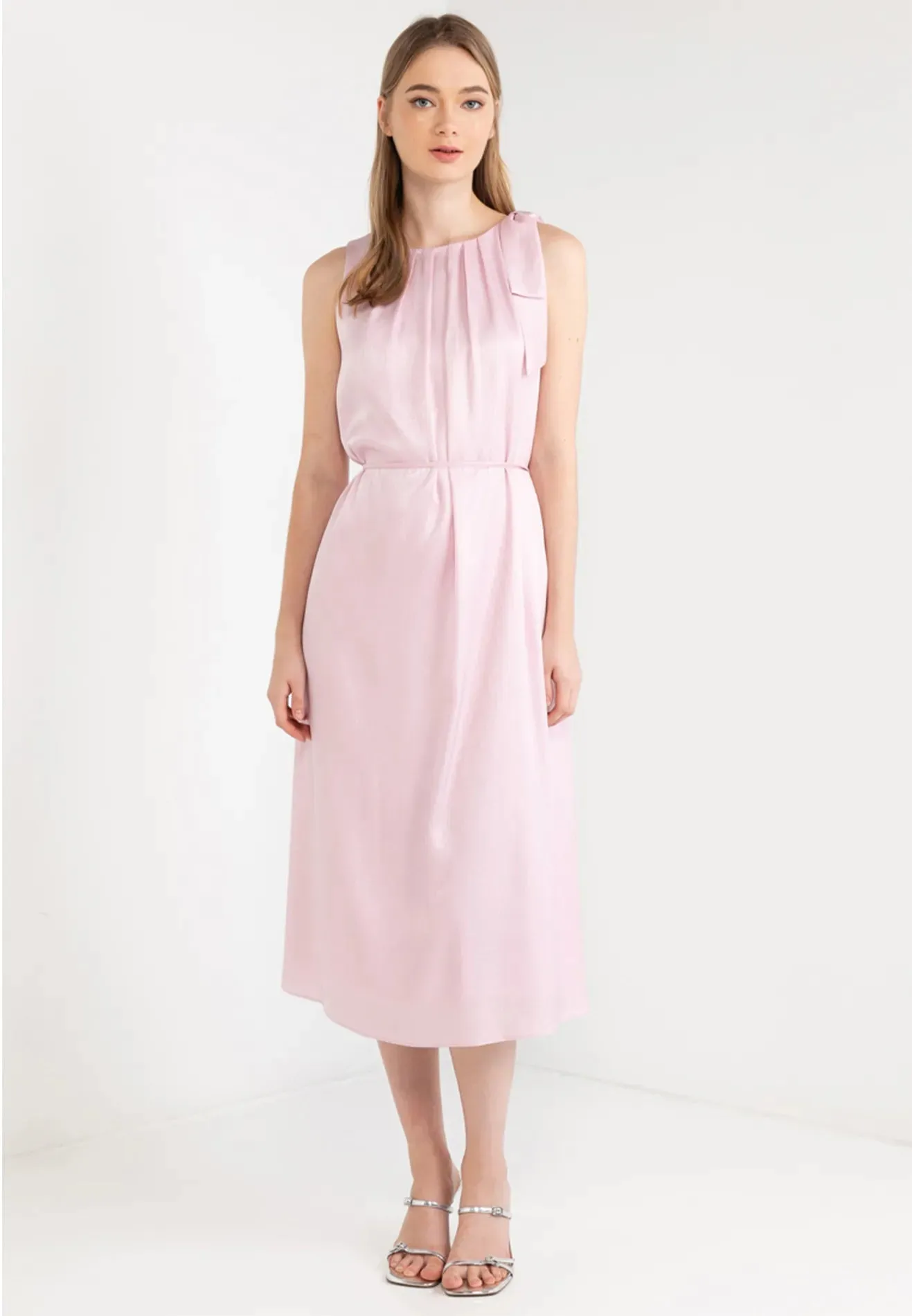 Ribbon Tie Sleeveless Maxi Dress