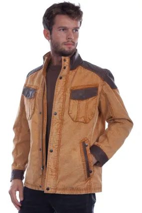 Scully Mens Cozy Canvas Tan Leather Leather Jacket