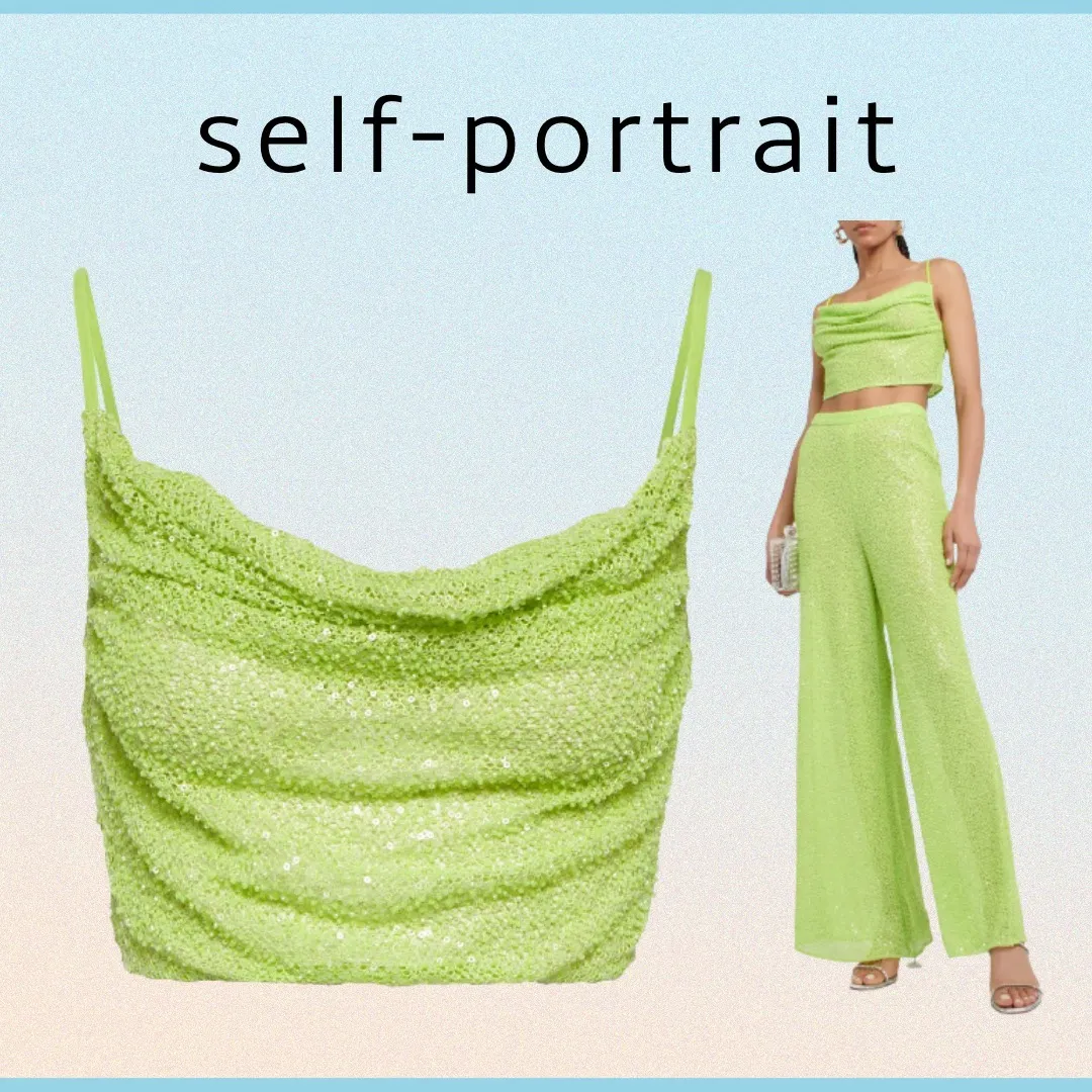 SELF PORTRAIT  |Short Sleeveless Party Style Elegant Style Glitter Co-ord