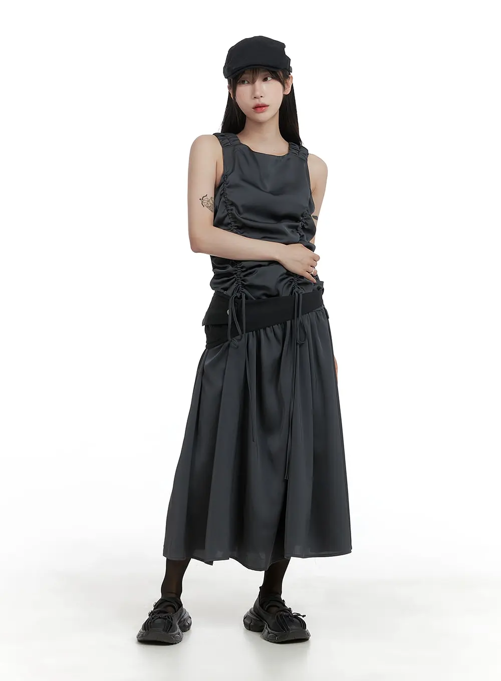 Shirred Sleeveless Maxi Dress CA404