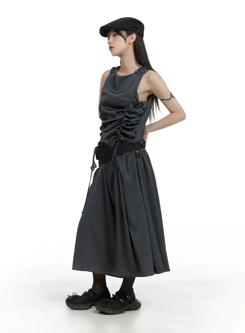 Shirred Sleeveless Maxi Dress CA404