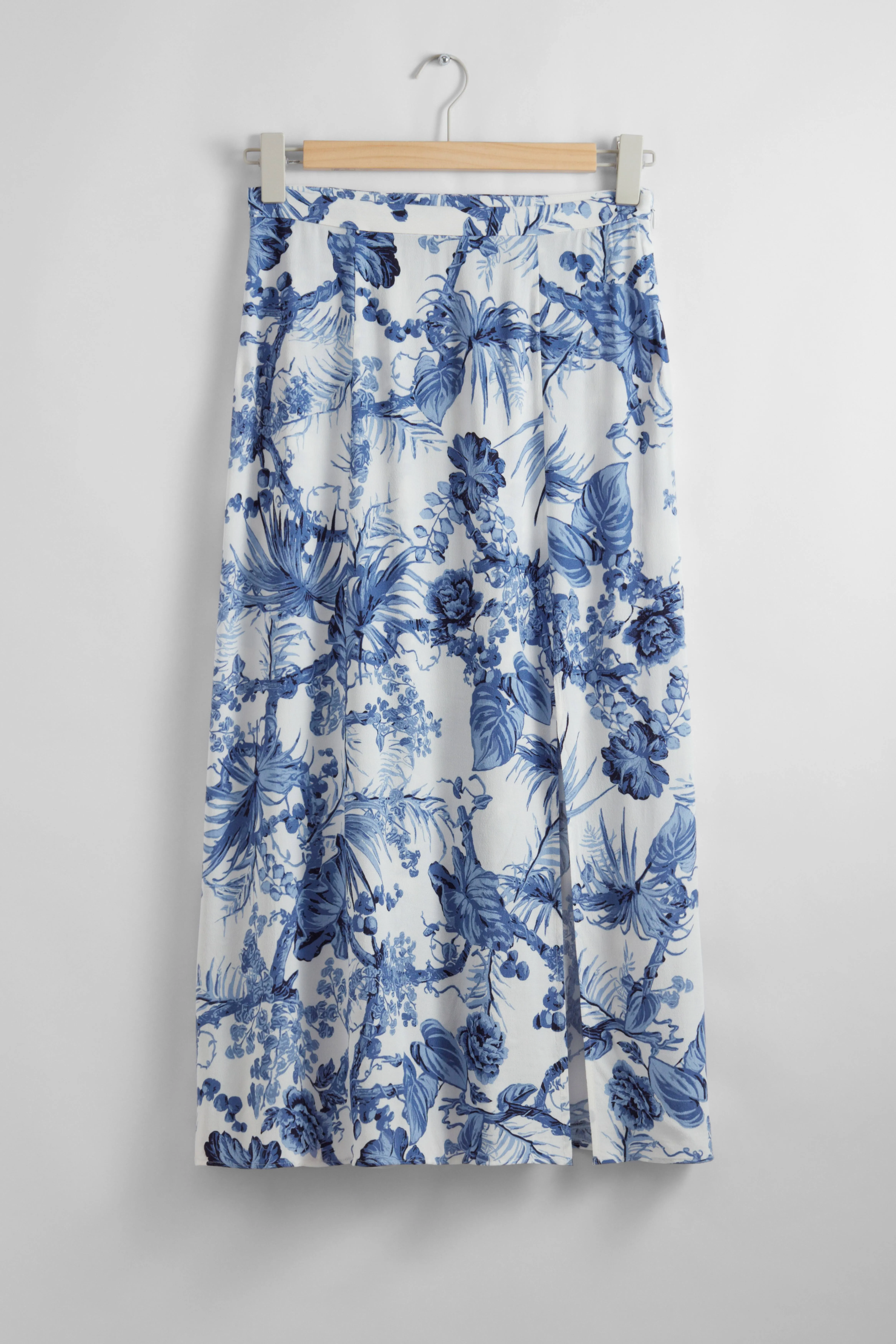 Side Slit Midi Skirt - High waist - Midi - Lilac Florals - Ladies | H&M GB