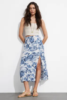 Side Slit Midi Skirt - High waist - Midi - Lilac Florals - Ladies | H&M GB