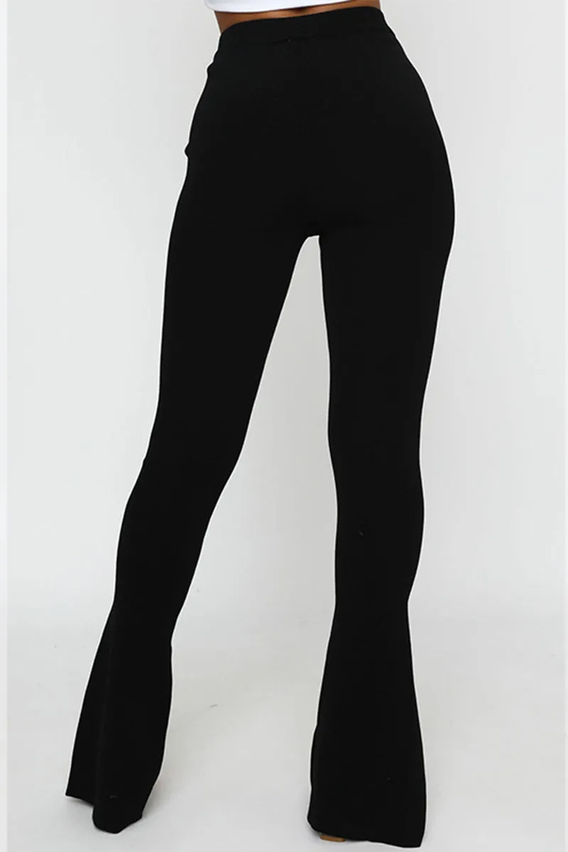 Simplicity Solid Slit Skinny High Waist Solid Color Bottoms