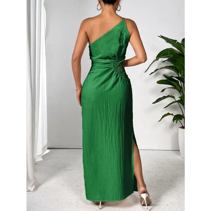 Slit One Shoulder Sleeveless Maxi Dress