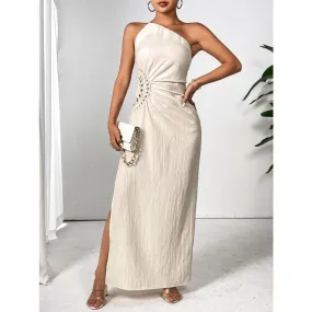 Slit One Shoulder Sleeveless Maxi Dress