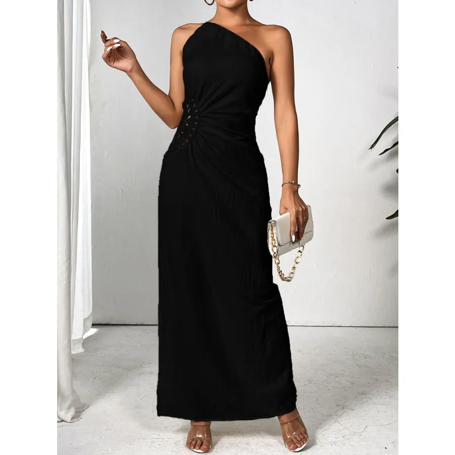 Slit One Shoulder Sleeveless Maxi Dress