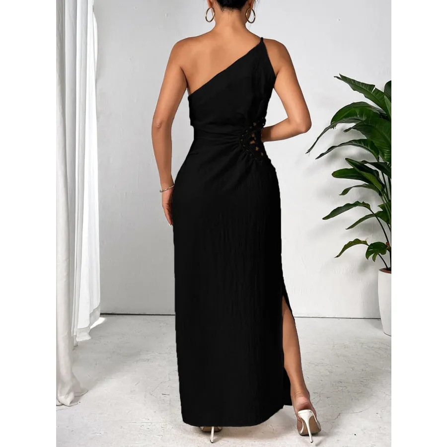 Slit One Shoulder Sleeveless Maxi Dress