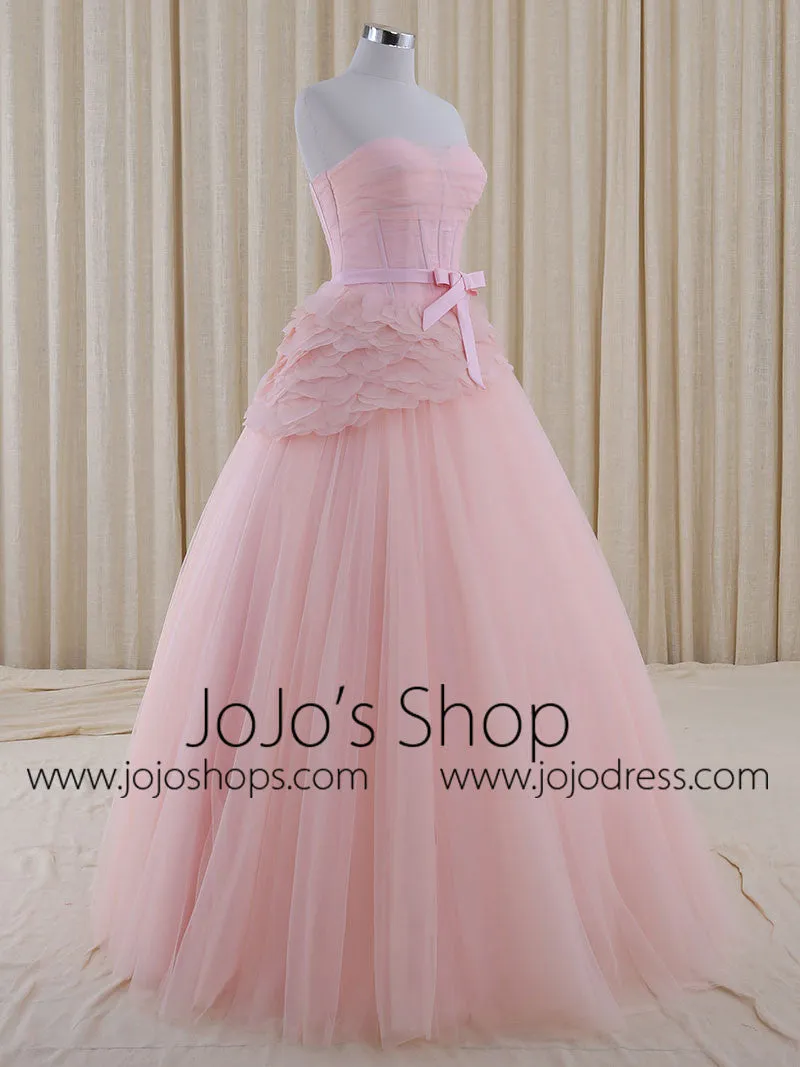 Strapless Blush Pink A-line Sweet Sixteen Prom Formal Evening Dress RS5001