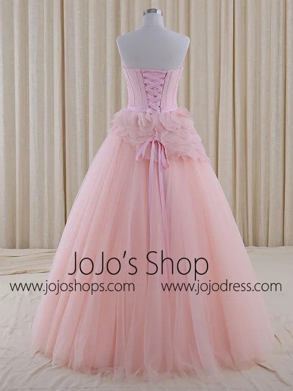 Strapless Blush Pink A-line Sweet Sixteen Prom Formal Evening Dress RS5001