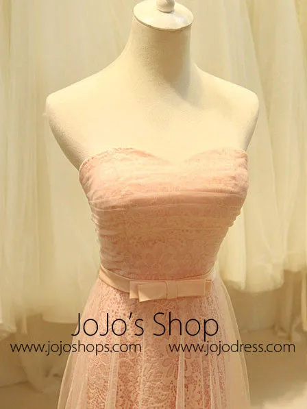 Strapless Blush Pink Fairy Tale Bridesmaid Dress  YW1024