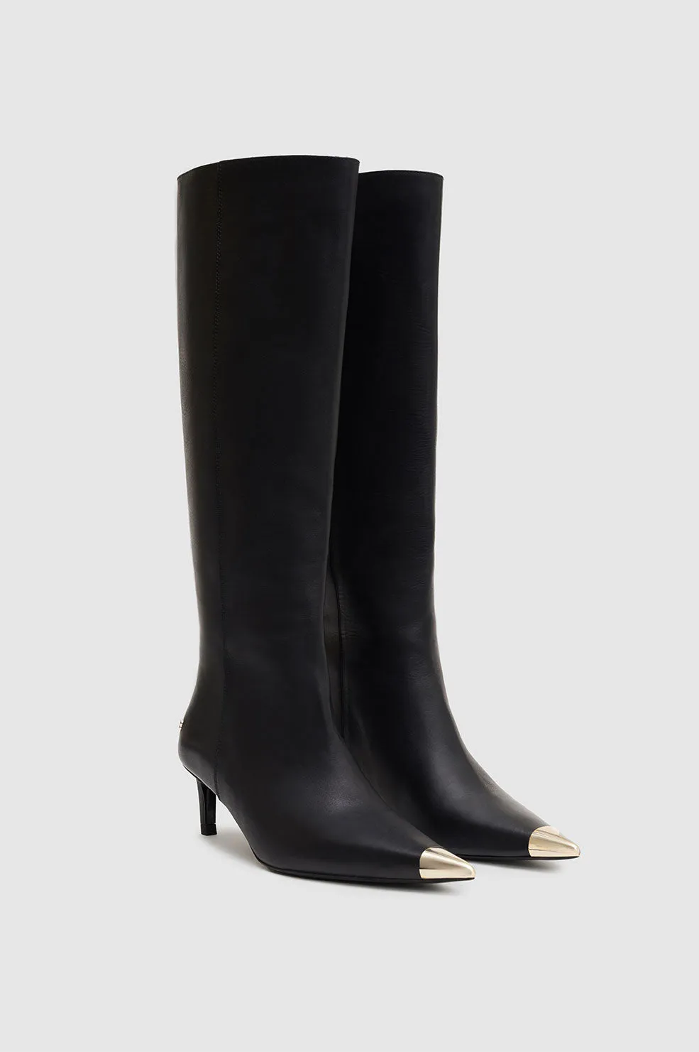 Tall Nina Boots With Metal Toe Cap - Black