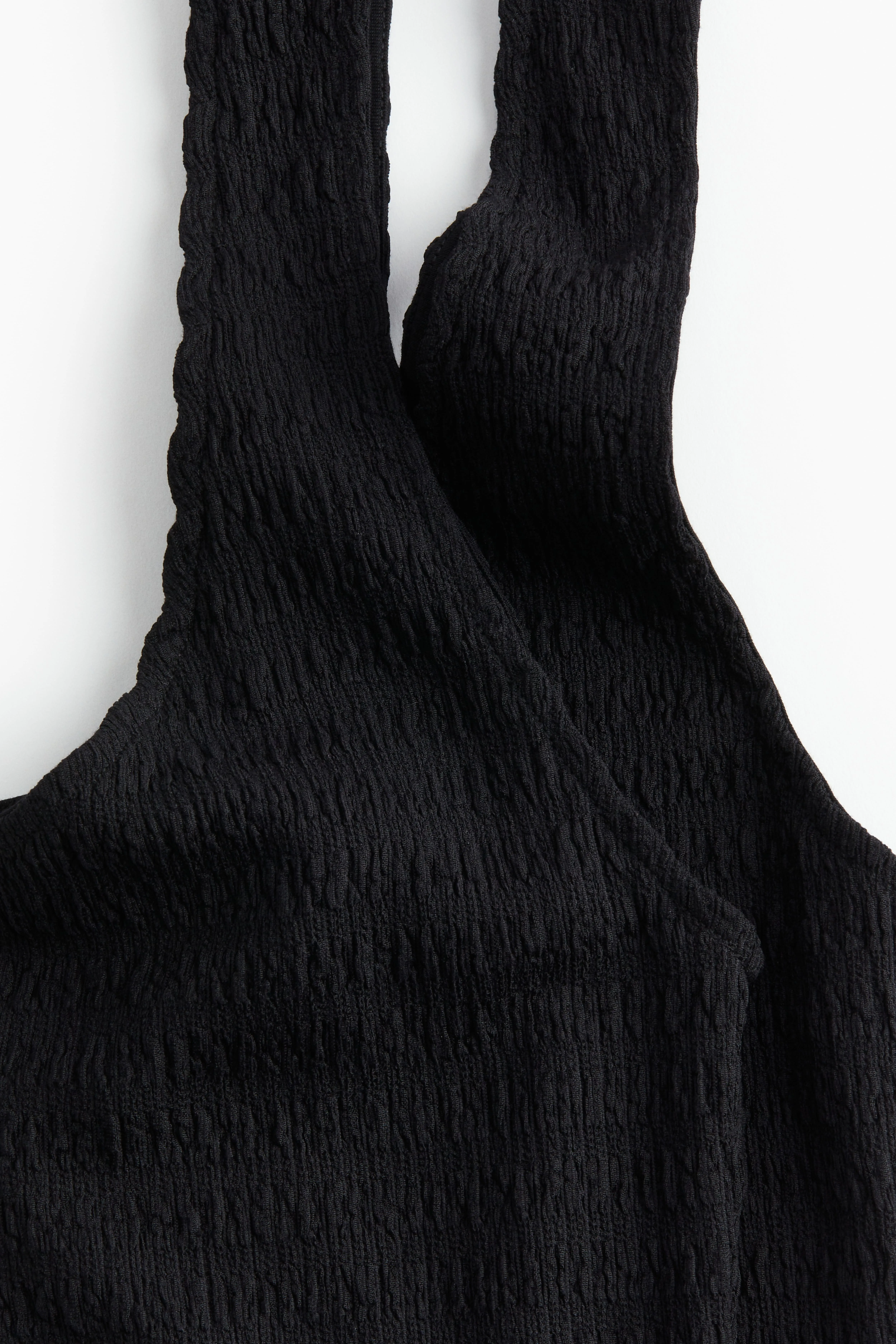 Textured jersey maxi dress - Deep neckline - Sleeveless - Black - Ladies | H&M GB