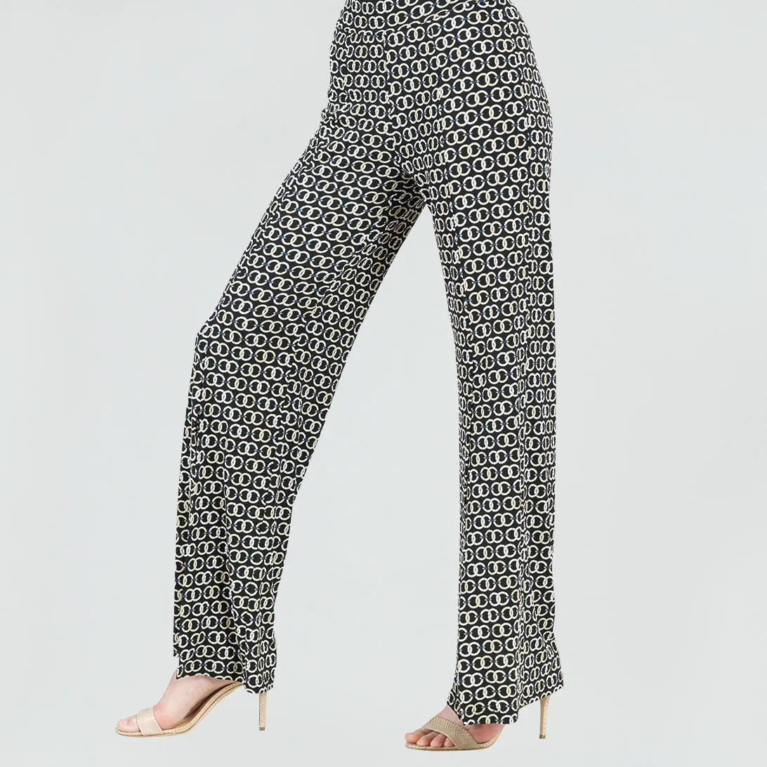 Textured Kick Front High Slit Pant - Chain Link - Final Sale!