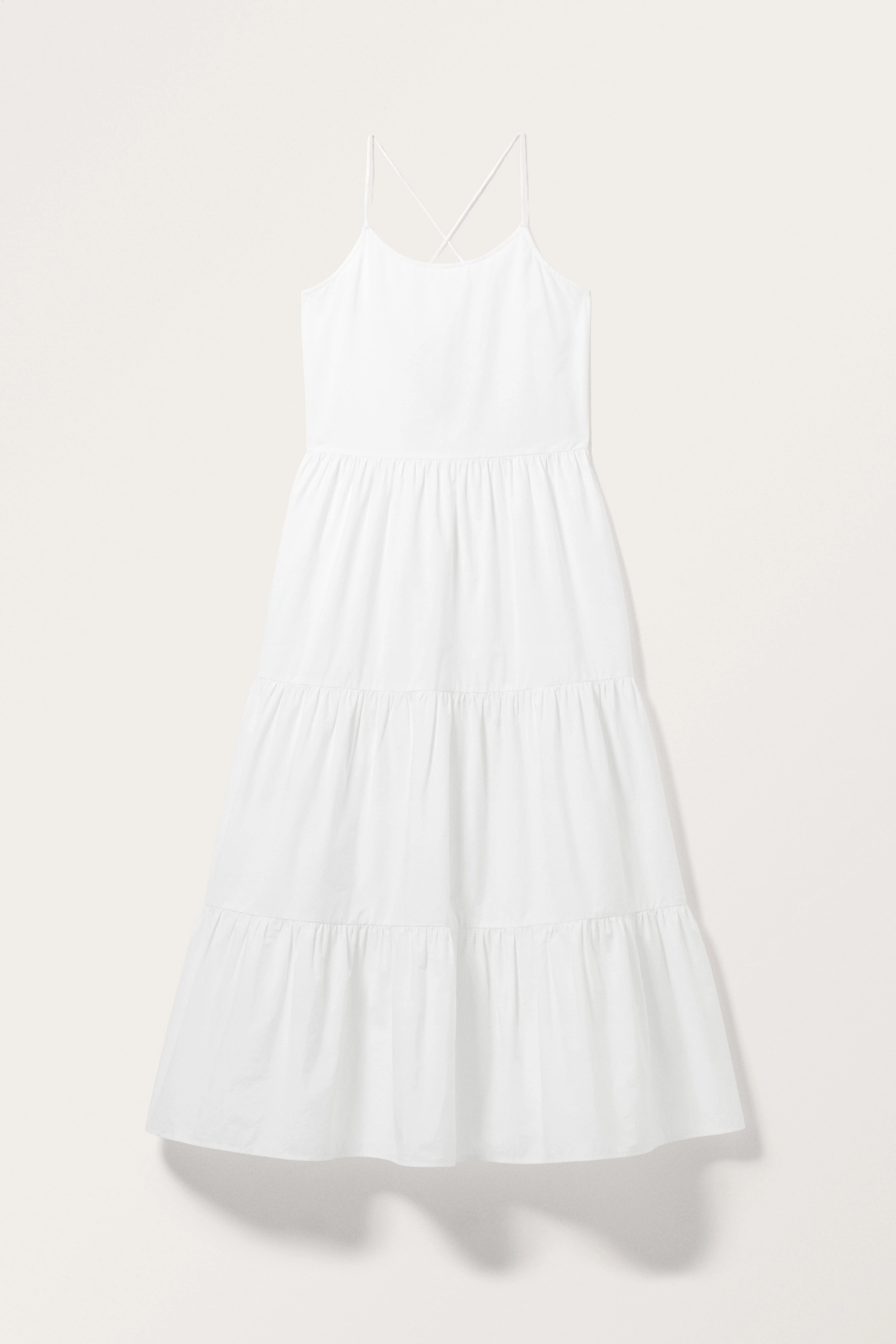 Tiered Poplin Maxi Dress - Sleeveless - White - Ladies | H&M GB