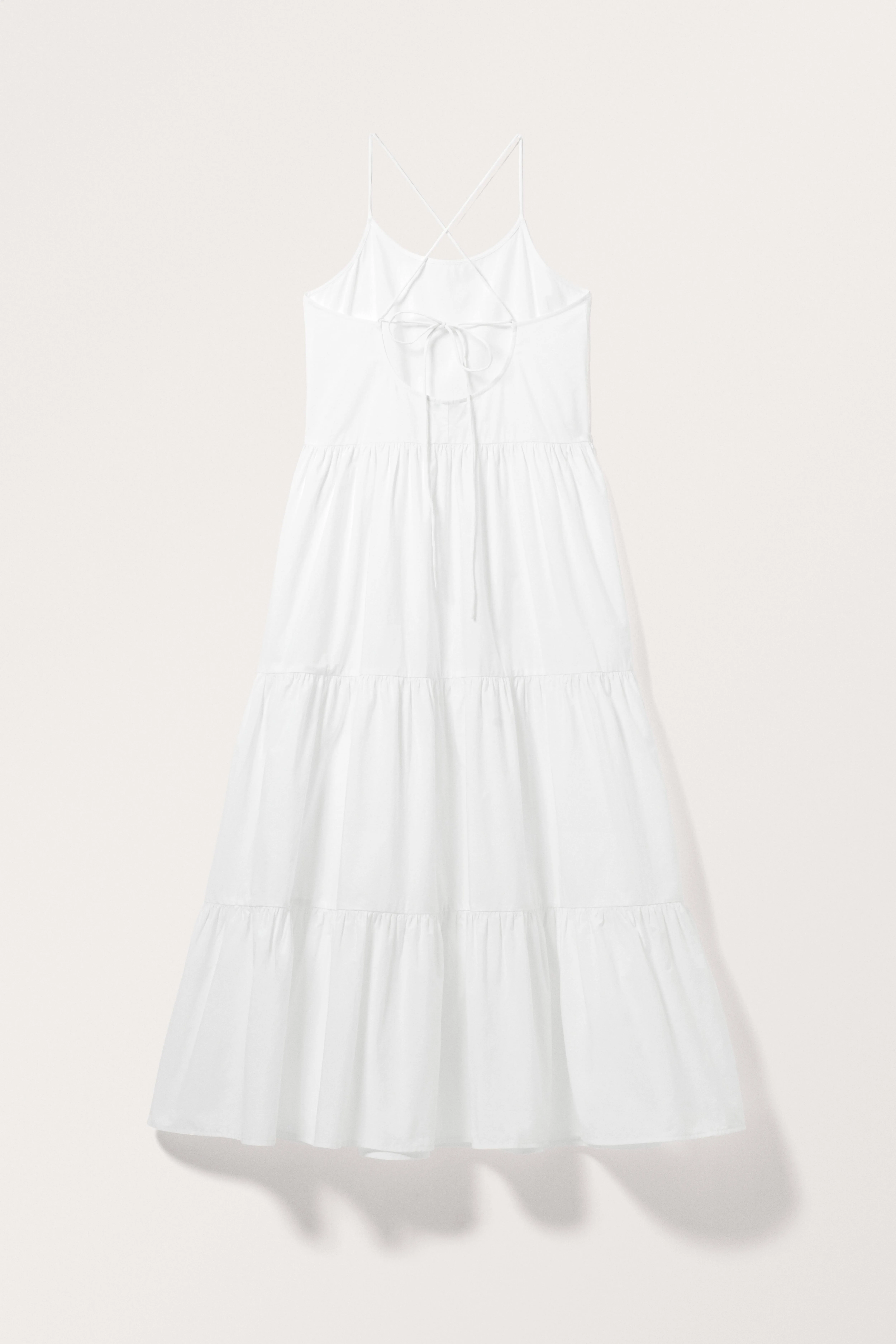 Tiered Poplin Maxi Dress - Sleeveless - White - Ladies | H&M GB