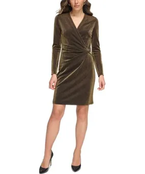 Tommy Hilfiger Petites Womens Long Sleeve Midi Cocktail And Party Dress