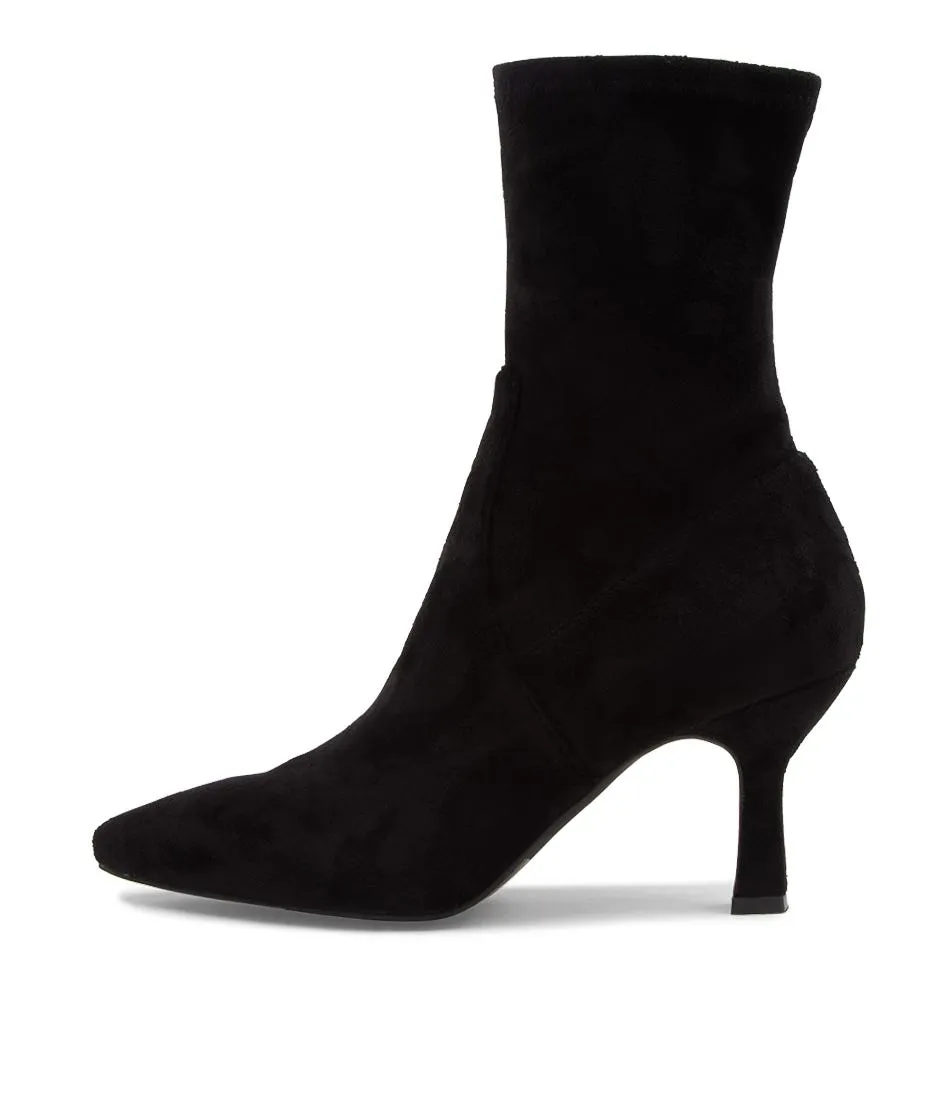 TOP END Lisbon Black Microsuede Ankle Boots