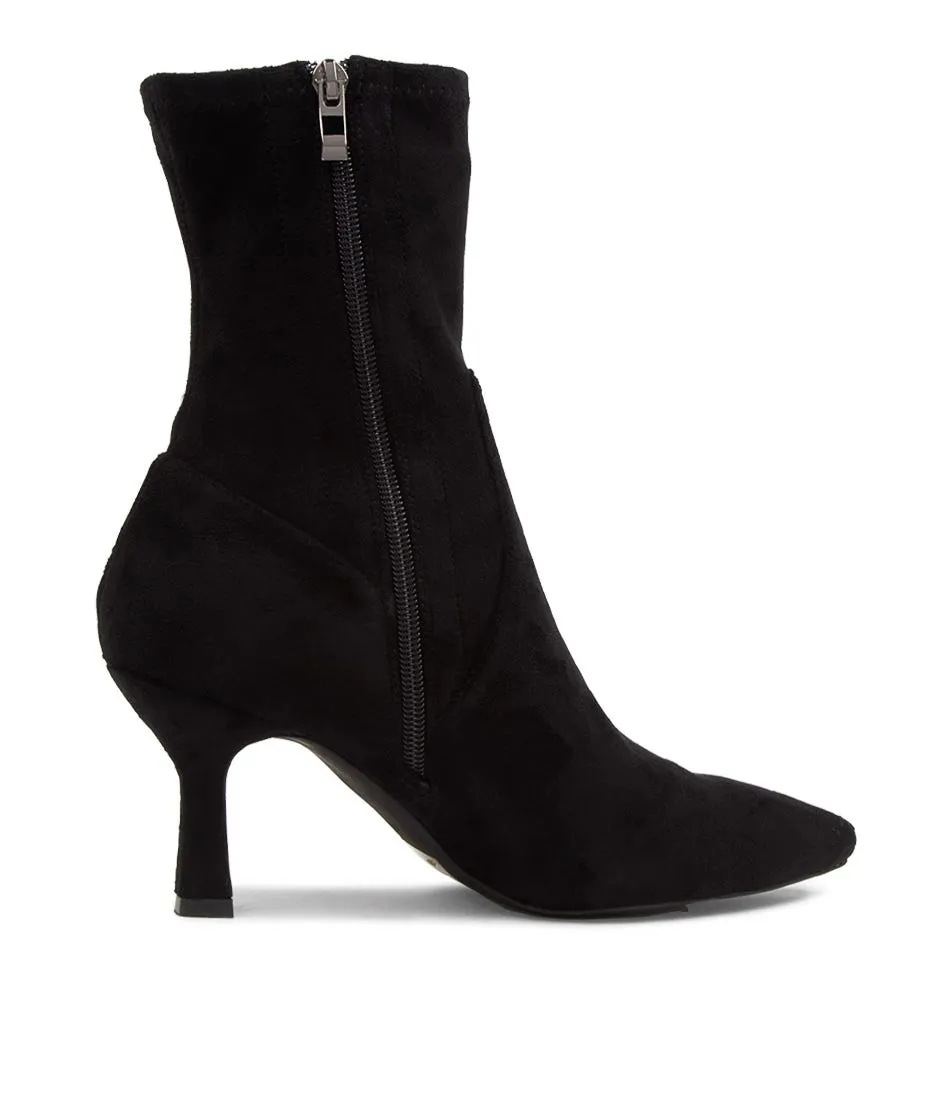 TOP END Lisbon Black Microsuede Ankle Boots