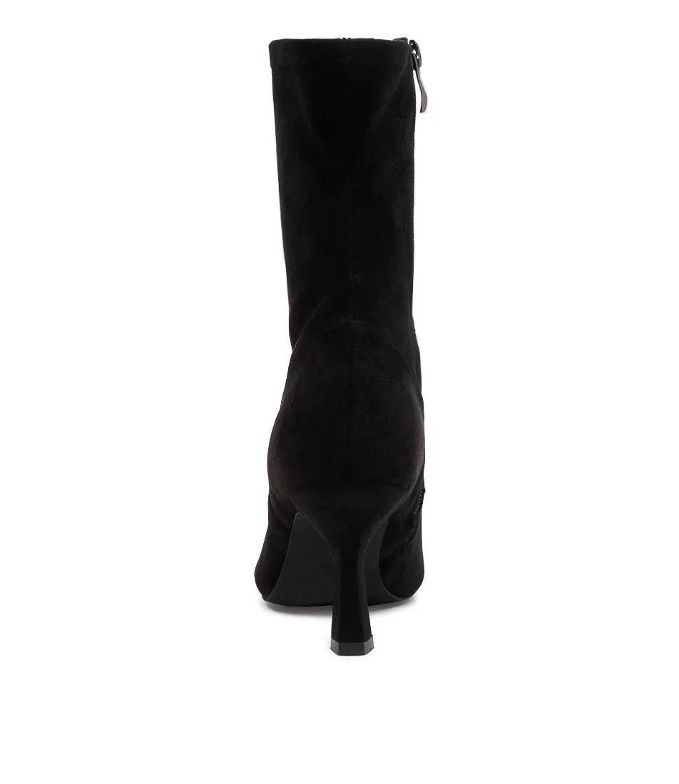 TOP END Lisbon Black Microsuede Ankle Boots