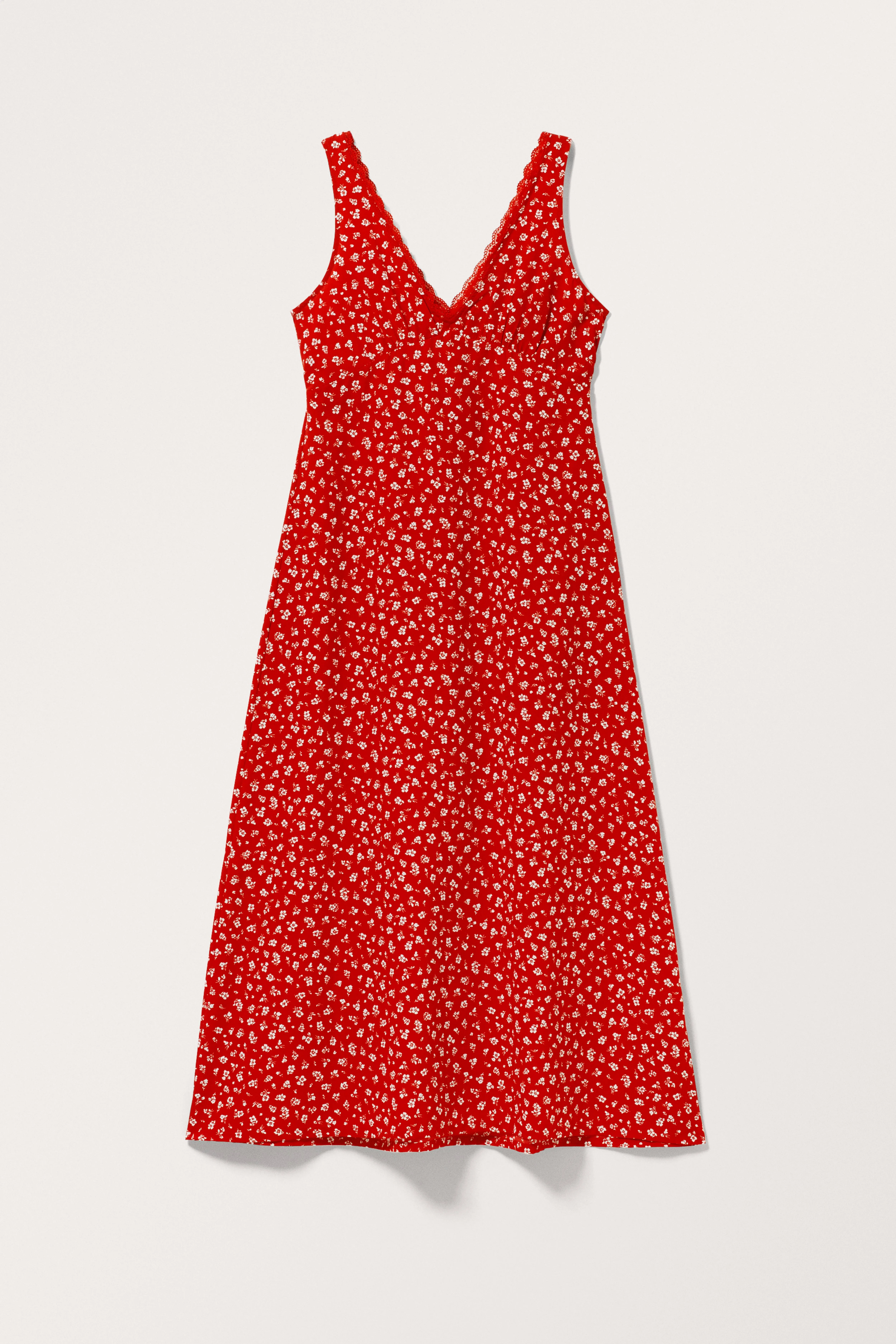 V-neck Maxi Dress - V-neck - Sleeveless - Red Floral - Ladies | H&M GB